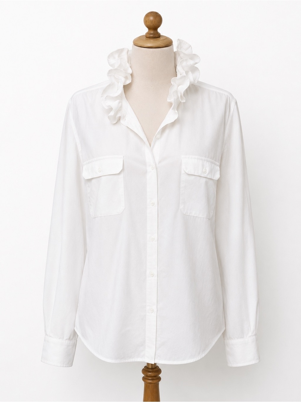 White Stag White Ruffled-Collar Button-Down Shirt